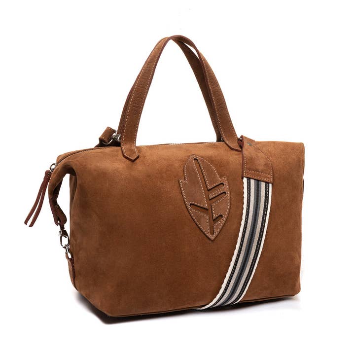 BOLSO BOWLING PIEL SERRAJE CON BANDOLERA GROSGRAIN para venta al por mayor de Natural State Bags