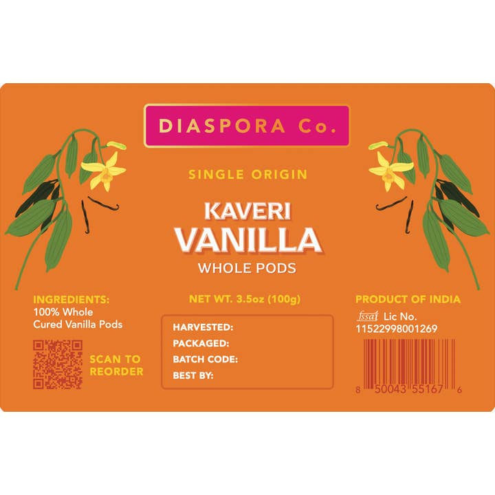 Diaspora Co. Spices - Wholesale Vanilla/Fruit Extract - Kaveri Vanilla - 100g/ 3.5oz Bag