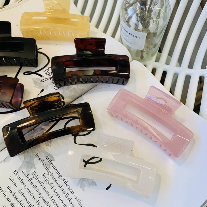 NINEXIS - Wholesale Hair Clip - Women's - CWAHA1557_4.13"SIMPLE RECTANGLE HAIR CLAW CLIP