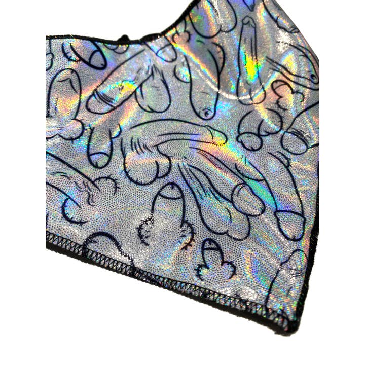 Disco Dog - Wholesale Pet Bandana - Dog - Penis Bandana, Scarf Holographic Spandex
