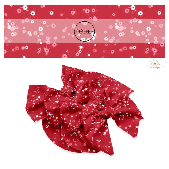 Tiras de Lazo para el Cabello con Lentejuelas Rojo Baya para venta al por mayor de Pretty in Pink Bows