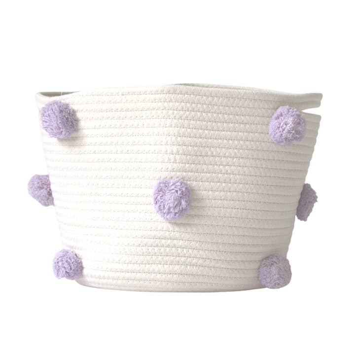 Lilac Pom Basket - Medium for wholesale by Twig and Tassel