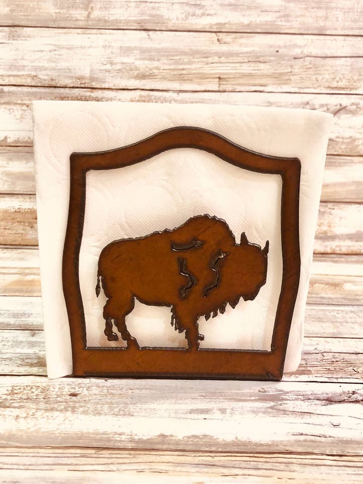 Buffalo Lodge Rustic Napkin Holder for wholesale by Universal Ironworks USA