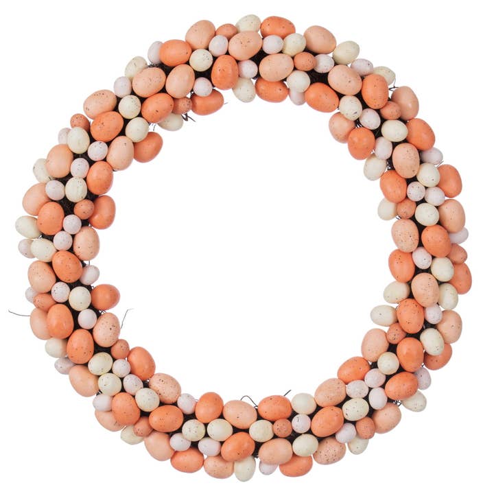 Vickerman 24" Coral/White Easter Eggs Wreath indoor use for wholesale by Vickerman