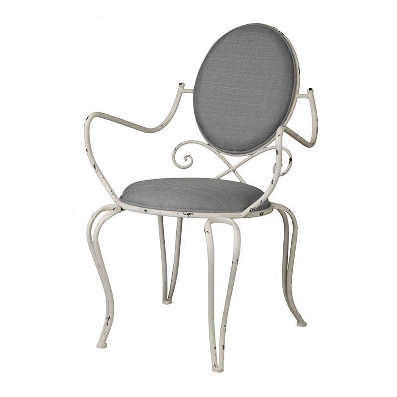 A&B Home Group Inc. - Vente Chaises - Fauteuil en fer de style vintage 24,5x24,5x37" avec coussins gris1