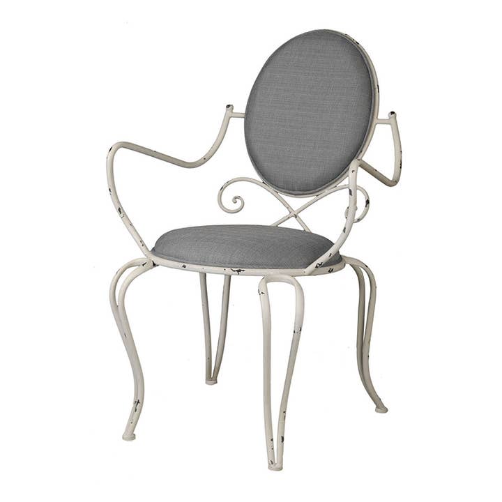 A&B Home Group Inc. - Vente Chaises - Fauteuil en fer de style vintage 24,5x24,5x37" avec coussins gris1