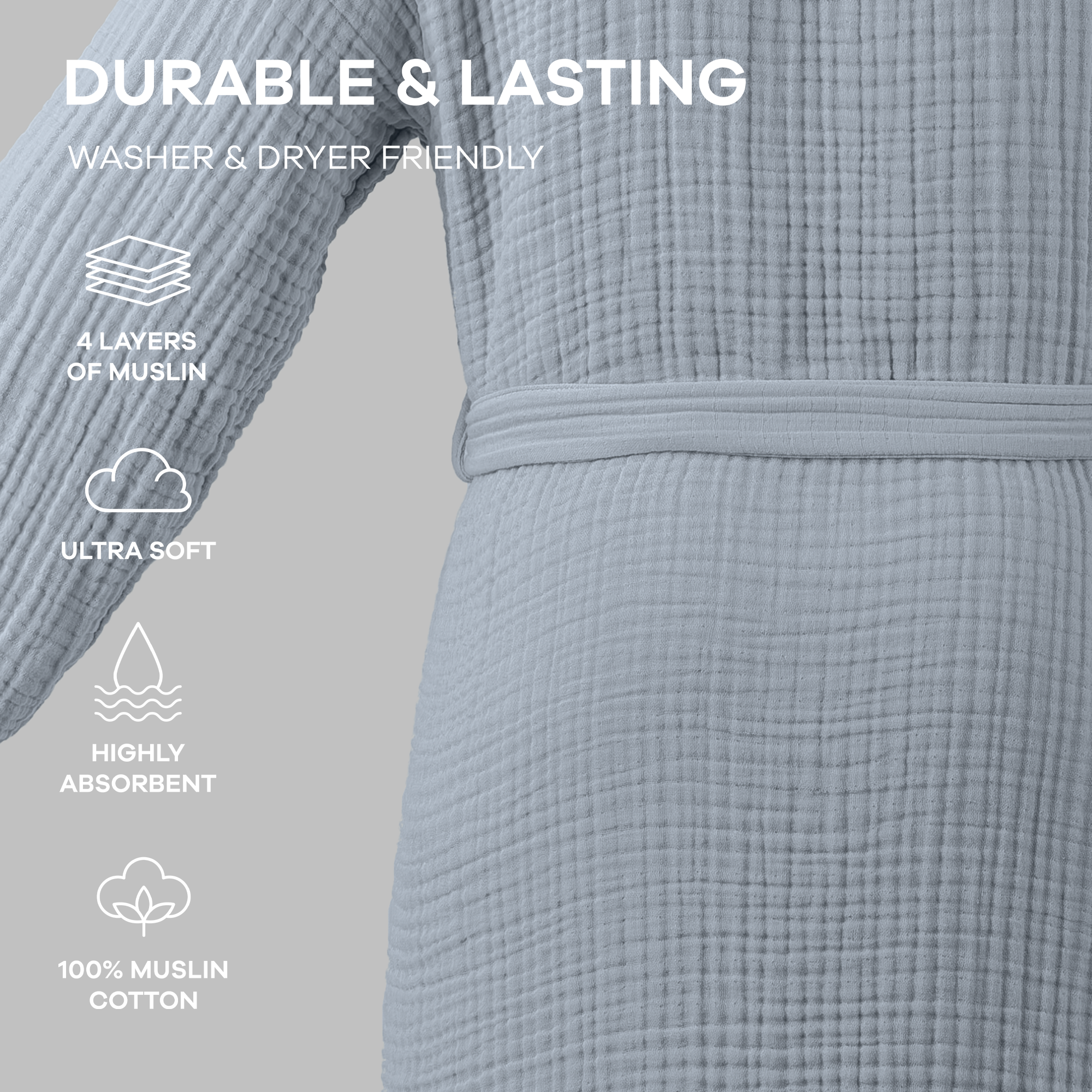 Comfy Cubs - Vente Peignoir – unisexe - Peignoir de bain en mousseline pour adulte - Peignoir doux 100 % coton par Comfy Cubs15