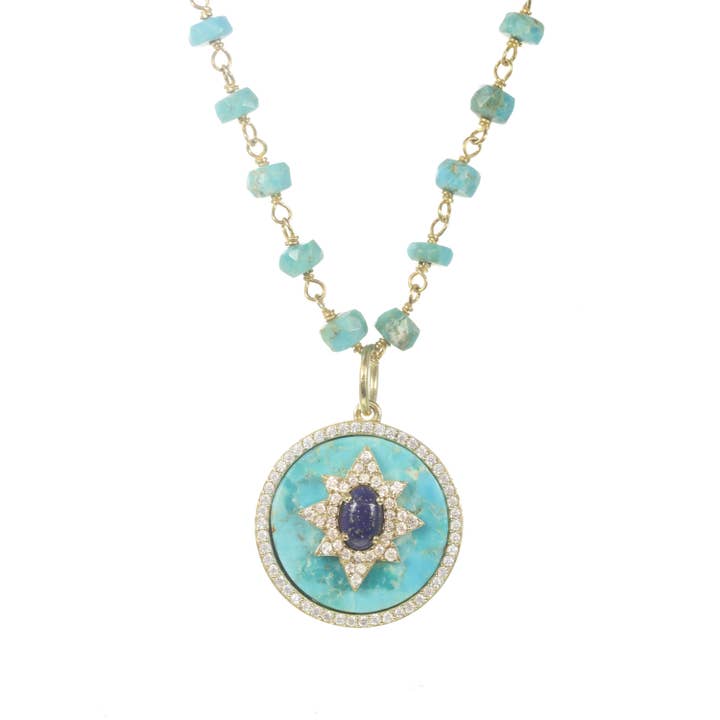 Turquoise and Blue Lapis Pendant for wholesale by Rachel Reinhardt