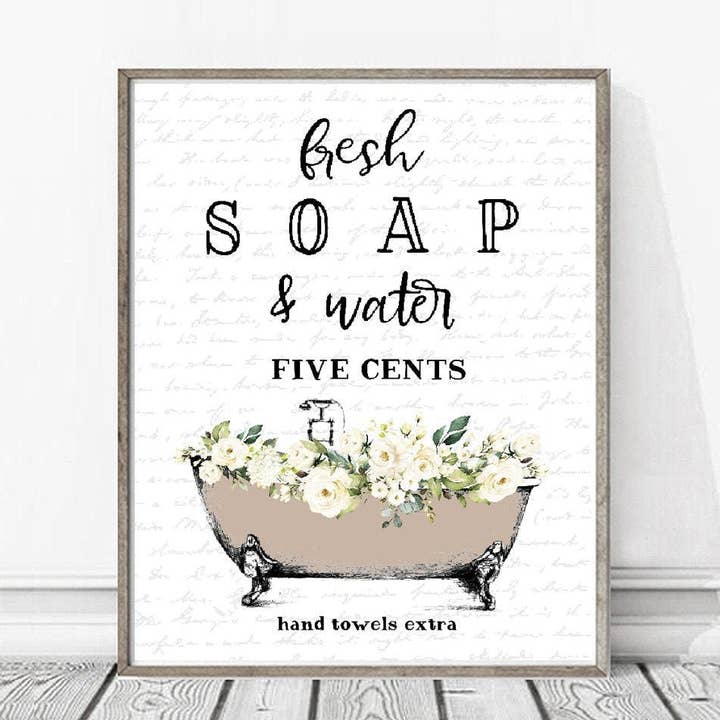 Savon et eau frais naturels Natural Tub White Floral pour la vente par Lettered & Lined