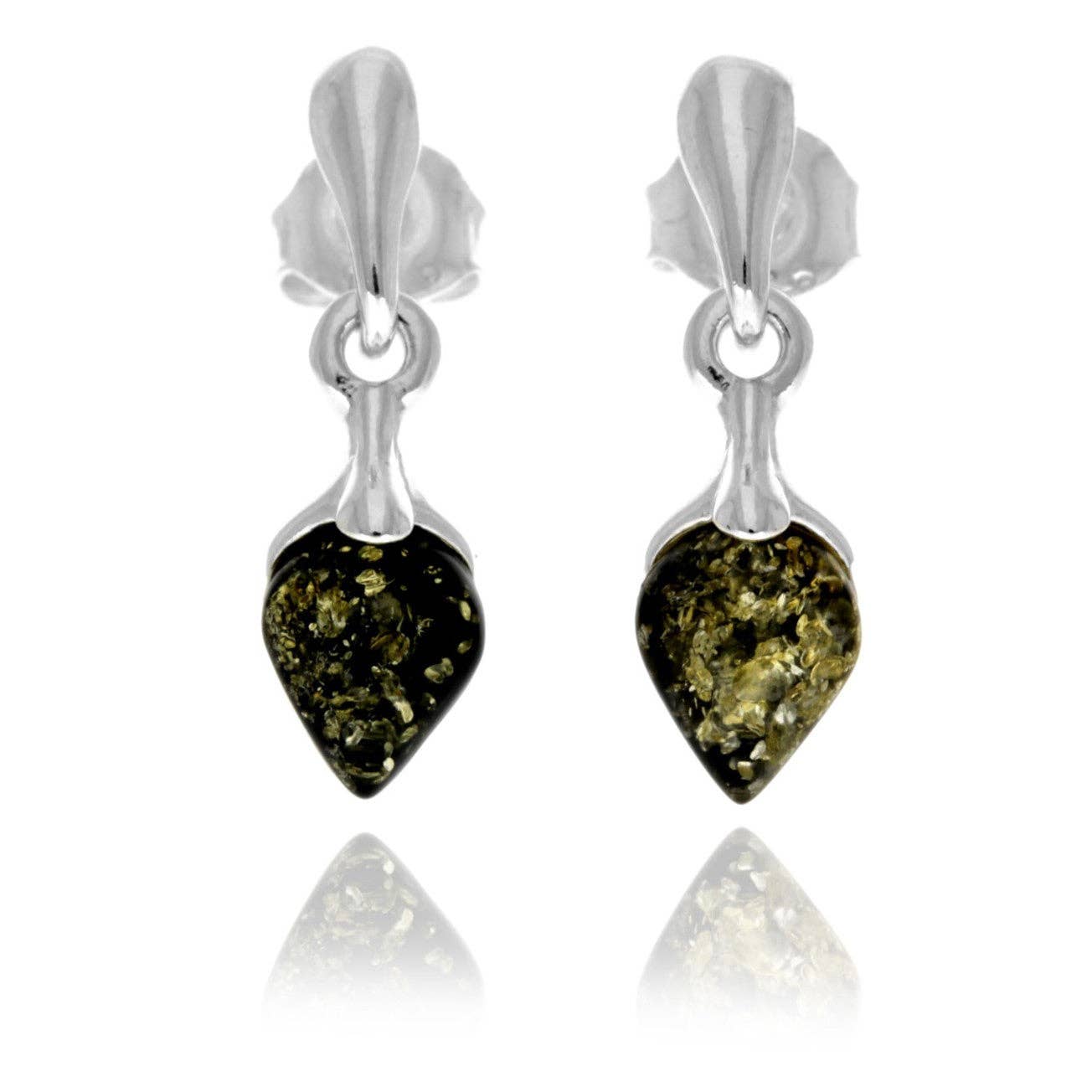 SilverAmber Jewellery - Venta al por mayor Pendientes colgantes - Pendientes de Plata de Ley 925 y Ámbar Báltico Genuino en Forma de Lágrima - GL10490