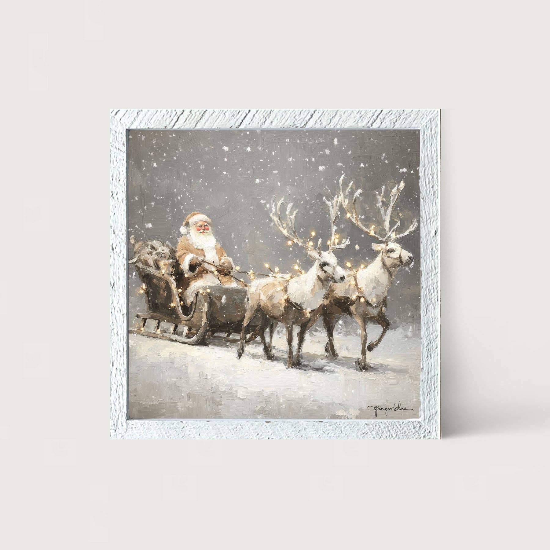 ginger blue - Wholesale Christmas Wall Art - Christmas Lights on Sleigh12