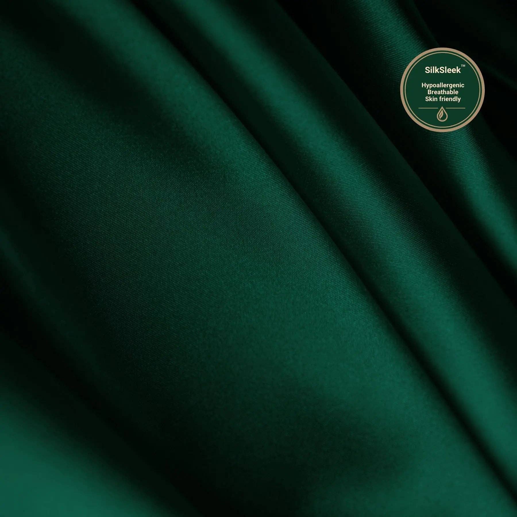 SilkSleek® - Wholesale Hoofdkussenhoes/met rits - Smaragdgroene zijden kussensloop3