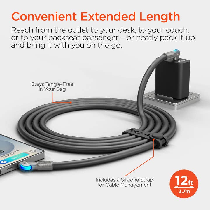 JupiterGear Home – wholesale Charging cable – HyperGear Chunky180° USB-C to USB-C Fast Charge Cable 12ft7