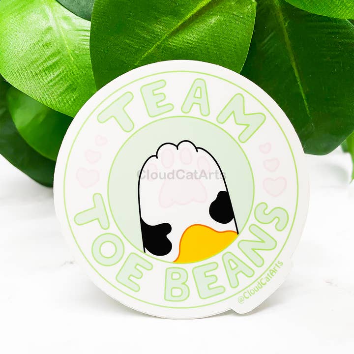 Cloud Cat Arts - Wholesale Sticker - Team Toe Beans - Cat Paw - Vinyl Sticker, weather resistant3