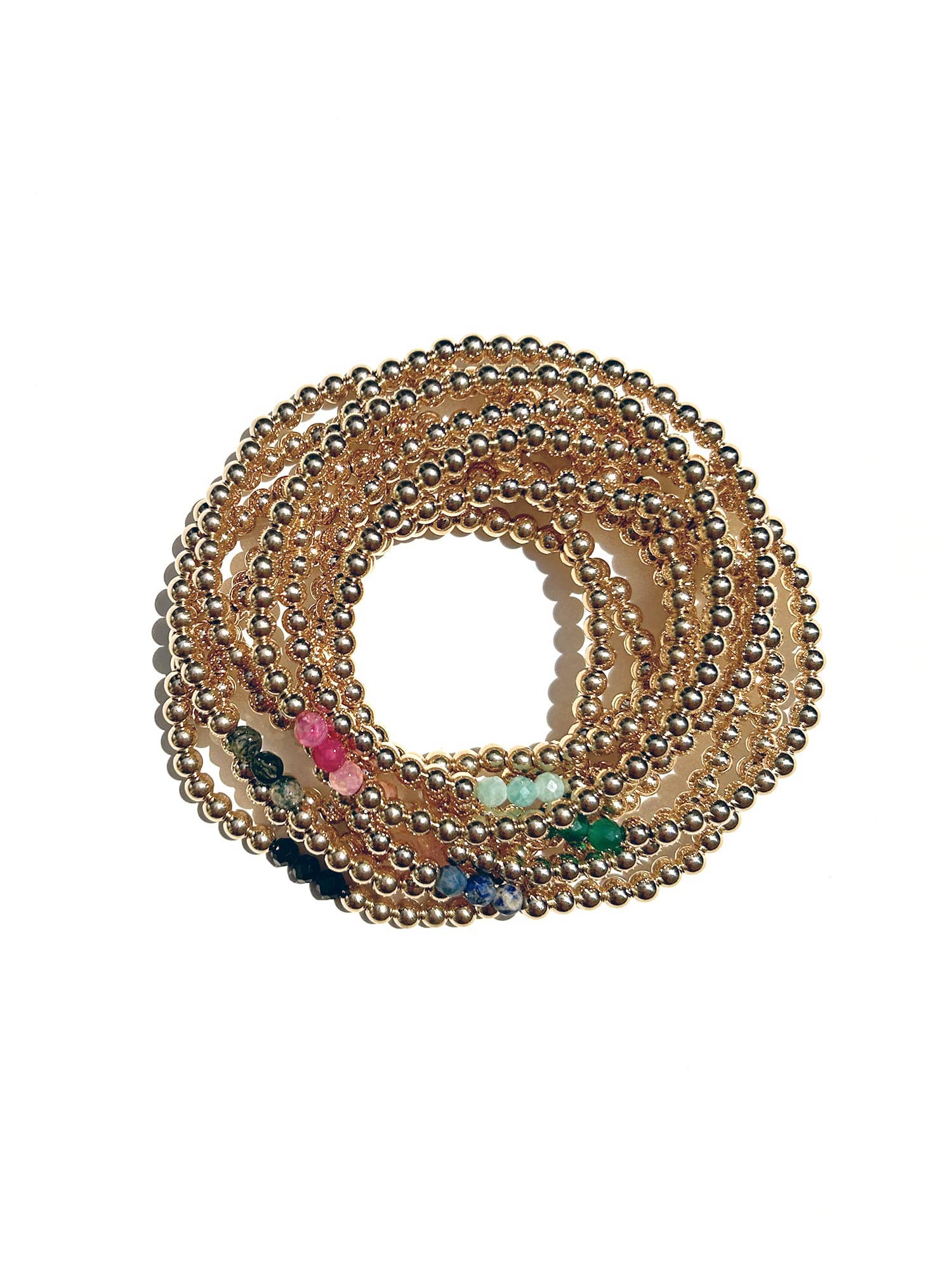 Kaylie Dawn Jewelry - Wholesale Beaded Bracelet - Set of 6: Gemma Gold Filled Stackable Bracelets Made in USA1