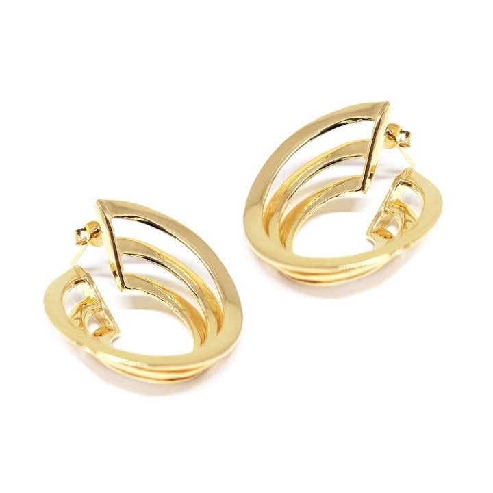 Boucles d'oreilles Vortex Guggenheim plaquées d'or pour la vente par Co.ro Jewels