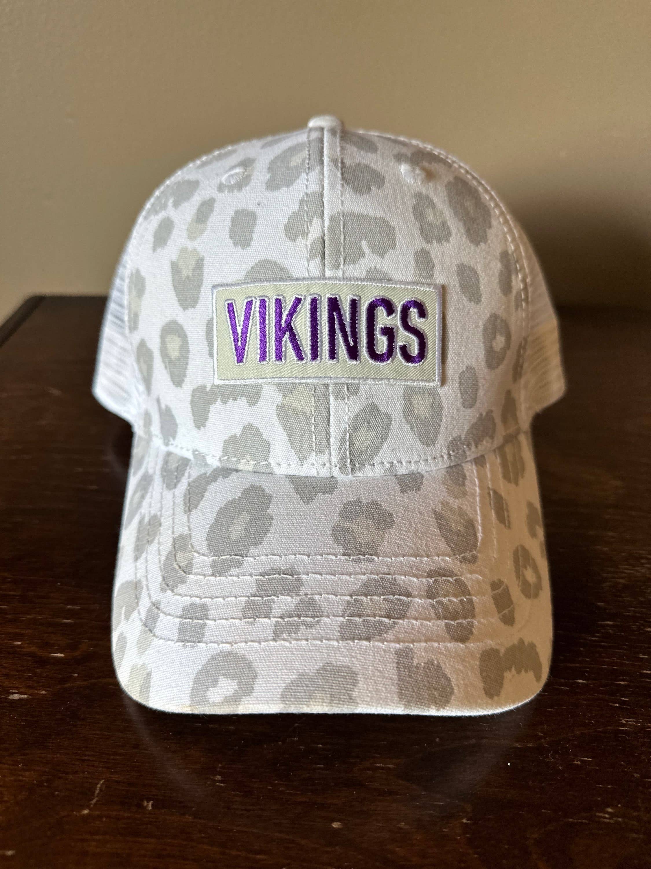 Small Town Clothing Company - Wholesale Ponytail Cap - Women's - Vikings White Leopard Ponytail Hat3