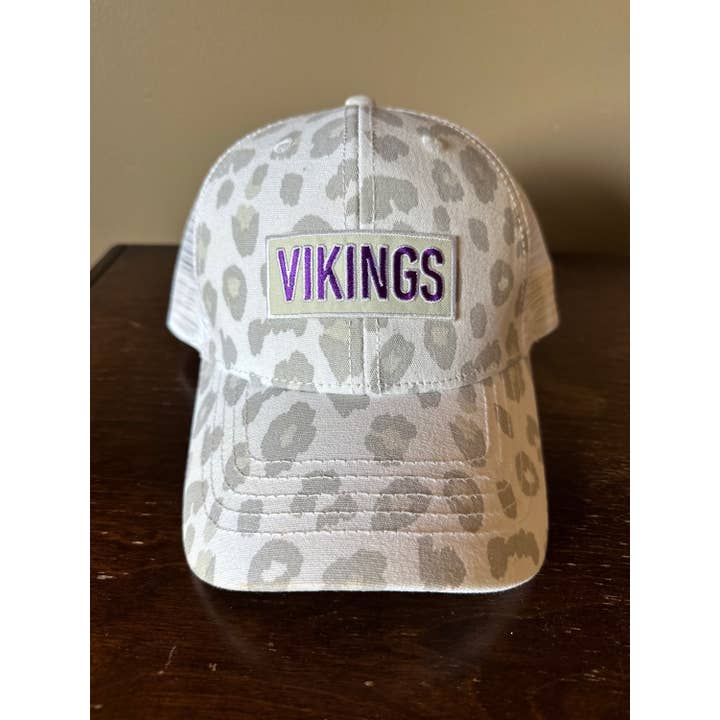 Small Town Clothing Company - Wholesale Ponytail Cap - Women's - Vikings White Leopard Ponytail Hat3