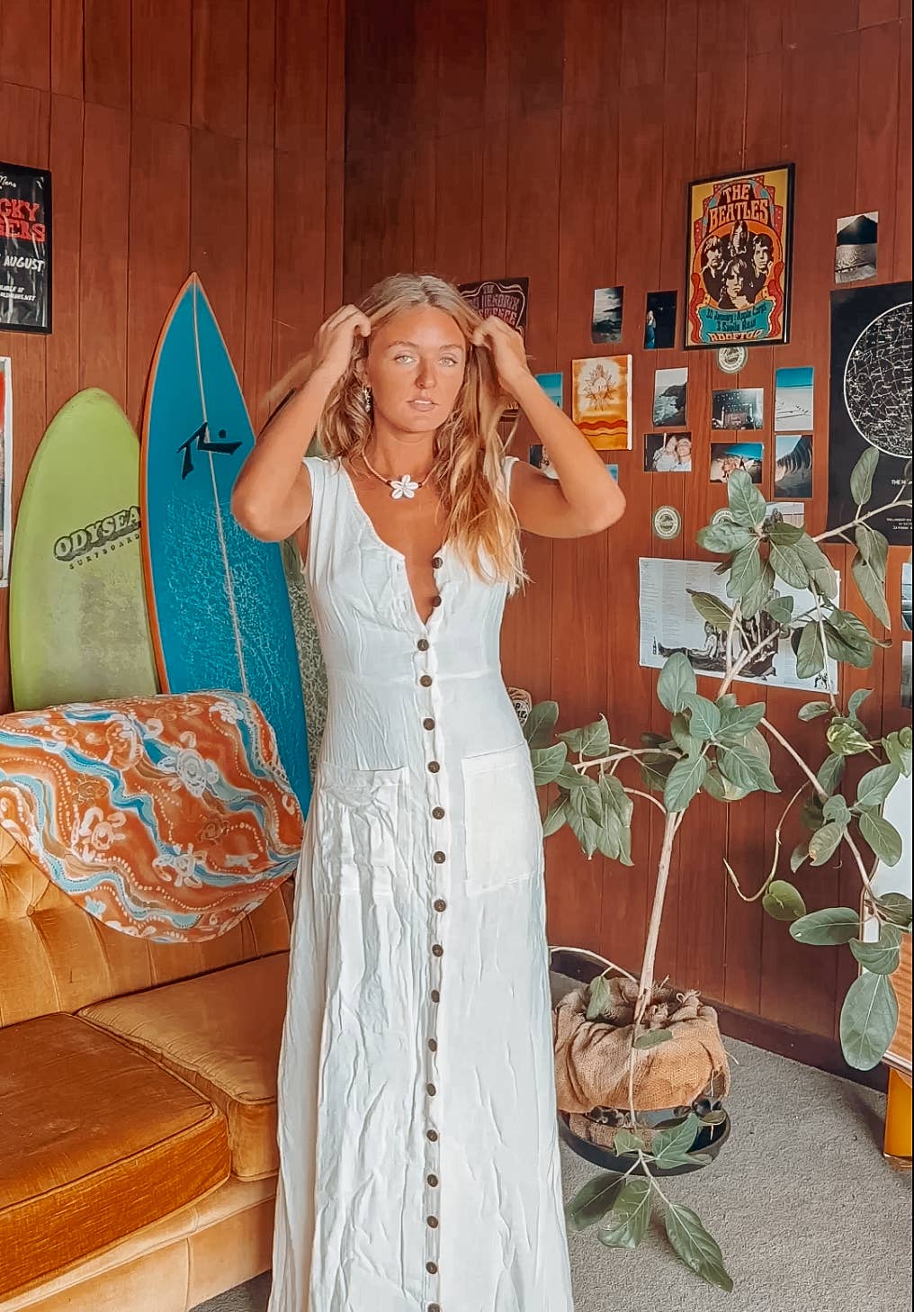 Gardenbelle Shop - Vendita all'ingrosso Vestito - Donna - Abito lungo stile bohemien in cotone biologico e bambù con bottoni, modello duster19