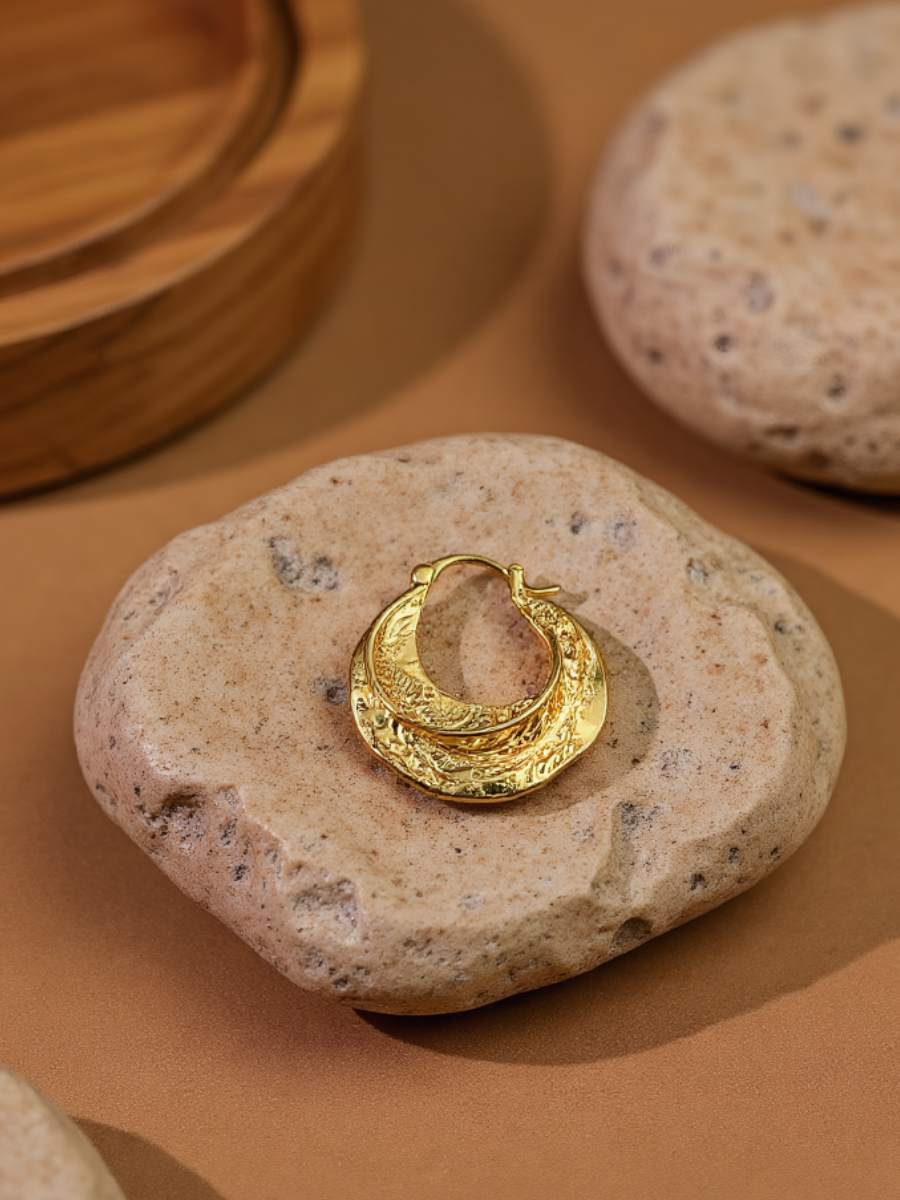 Katinki - Wholesale Hoop Earrings - French Celi-Style Vintage Hammered Hoop Earrings0