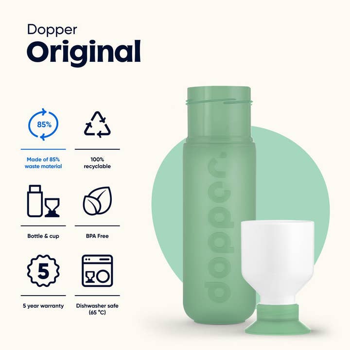 Dopper - Wholesale Water Bottle - Dopper Original Reusable Water Bottle Moody Mint 450ml2