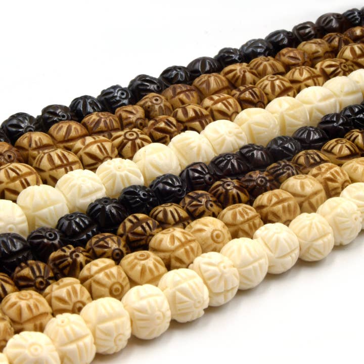 Sunshine Carved Ox Bone Beads for wholesale by Only Beads