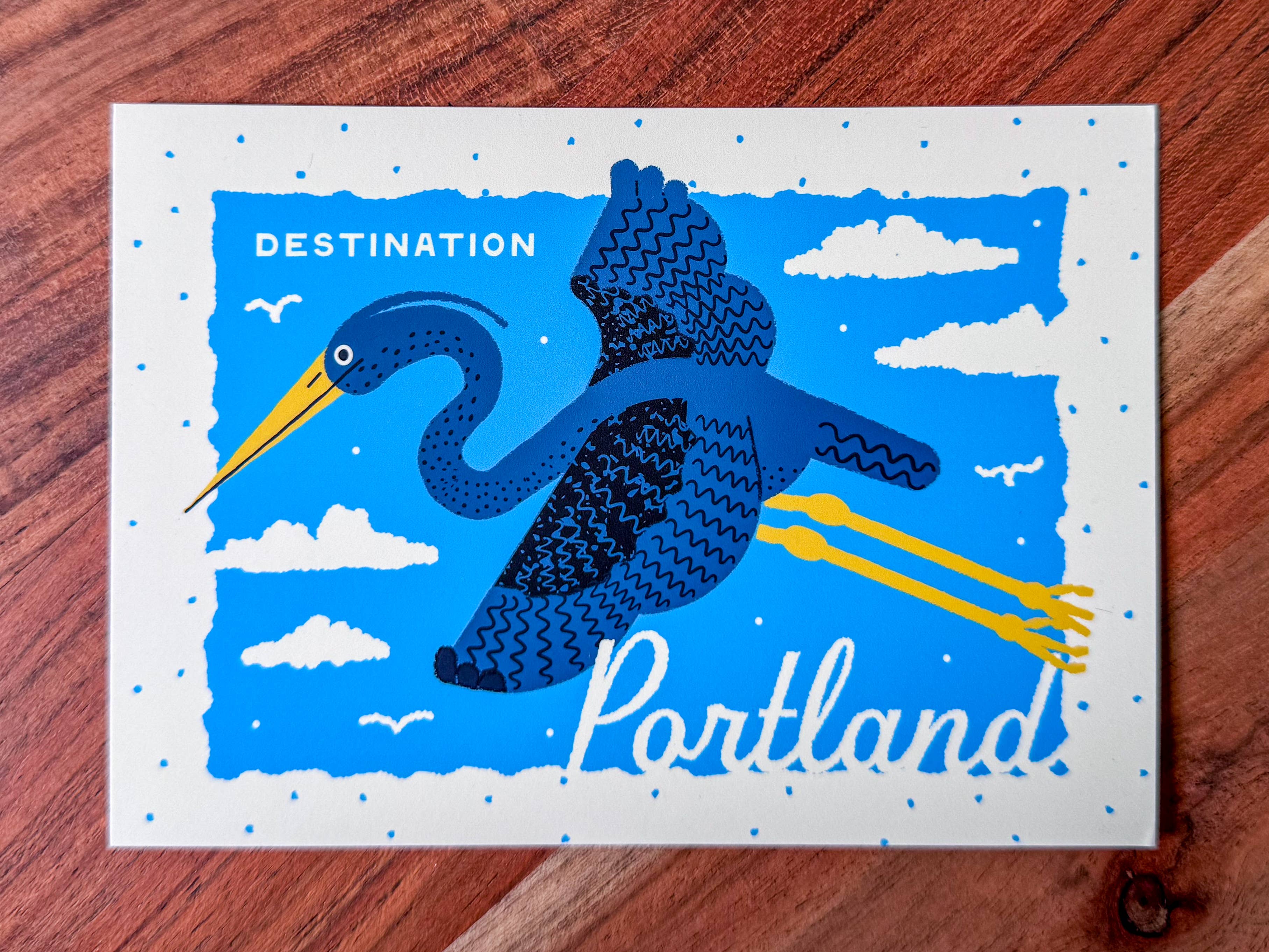 Wug Prints - Wholesale Ansichtkaart - Bestemming Portland - Zwevende Reiger Ansichtkaart2