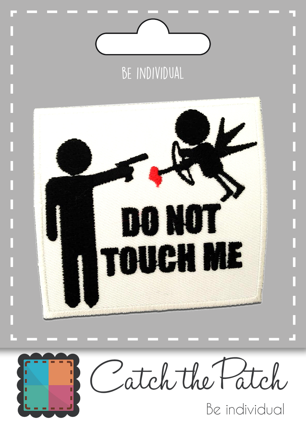 white Iron-on patch - do not touch me for wholesale on Faire1