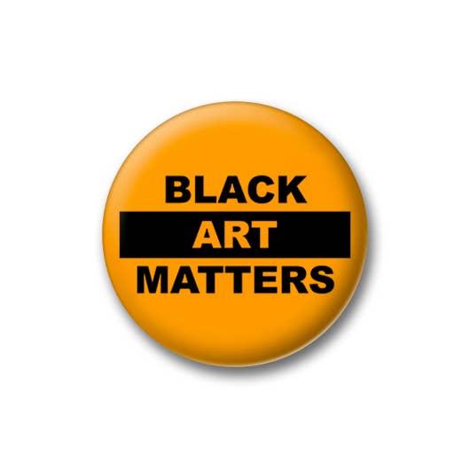 Willie Cole Black Art Matters Orange Button for wholesale by Popcorn Custom Products