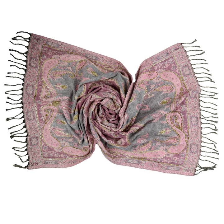 Oversized scarf XXL cuddly scarf Paisley Leaf pink for wholesale by Tribal Trade GmbH