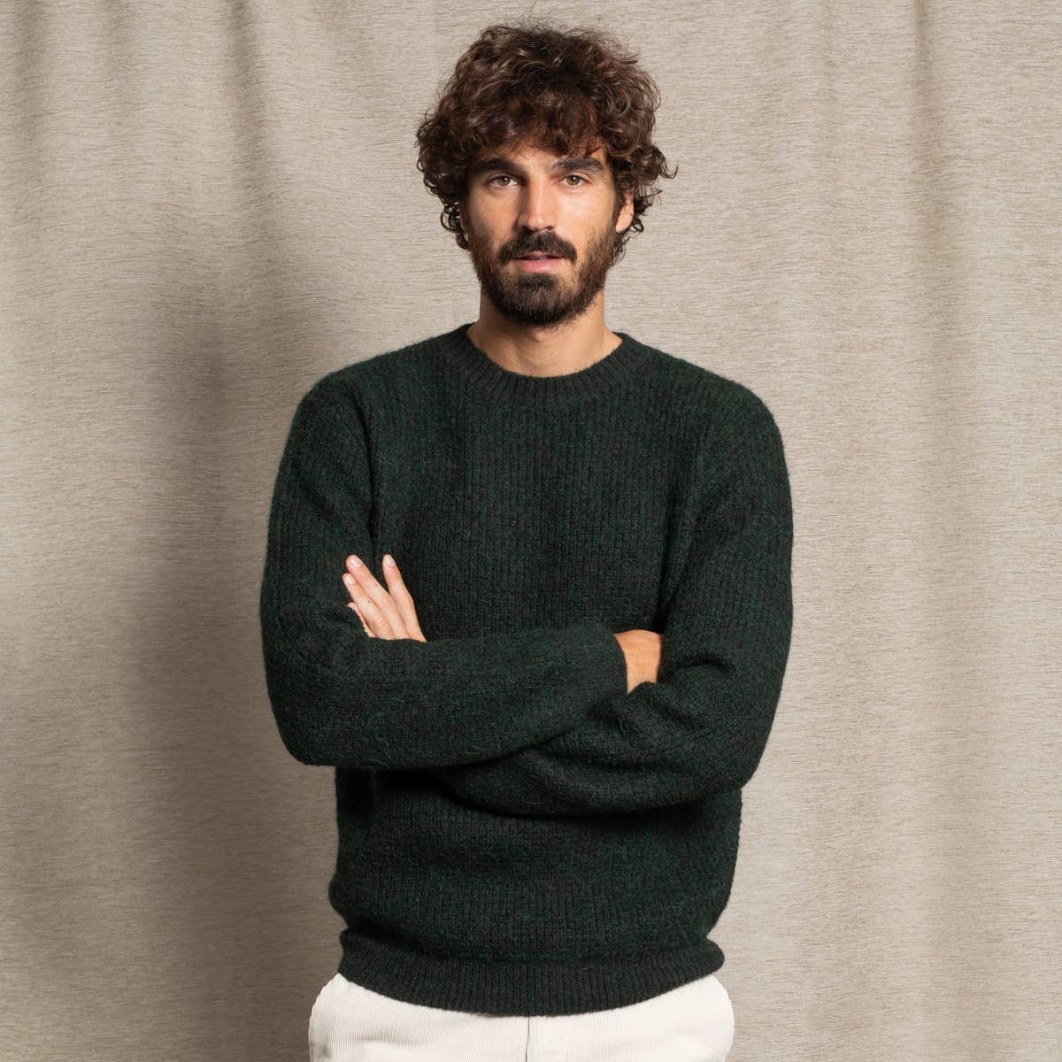 JAQK - Wholesale Knit Sweater - Men's - Khaki Avalanche sweater1