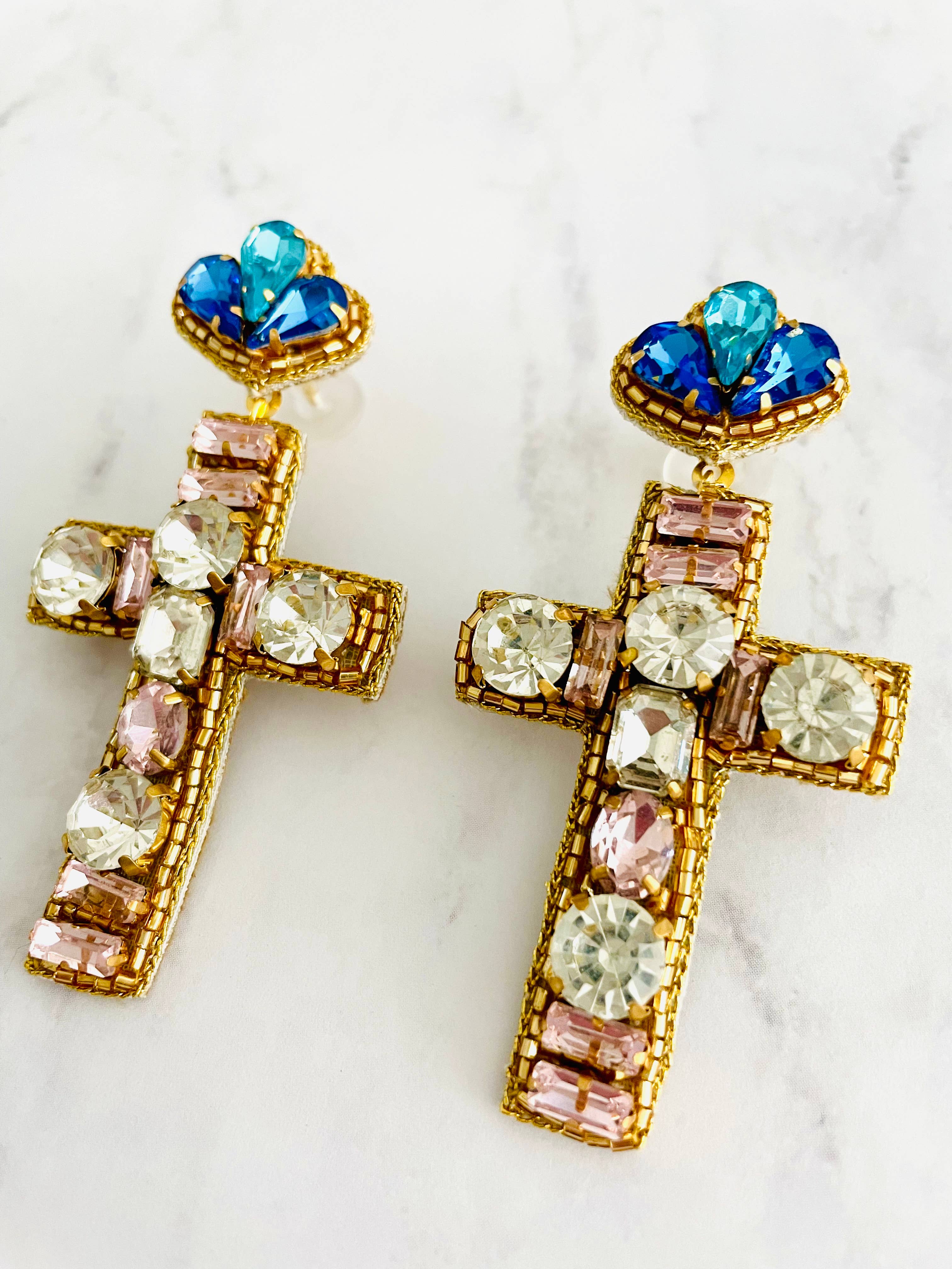 Louie Love - Wholesale Dangle Earrings - Beaded Religious Cross Easter Earrings2