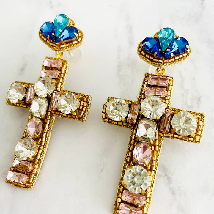 Louie Love - Wholesale Dangle Earrings - Beaded Religious Cross Easter Earrings2