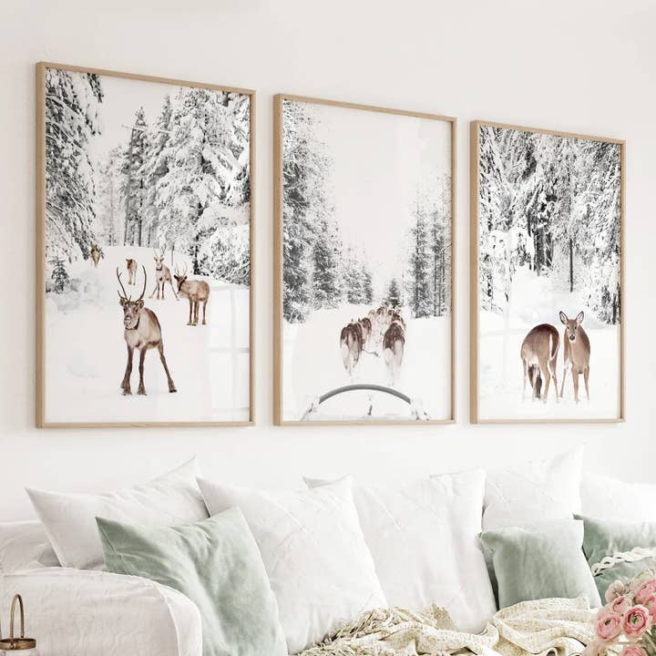 Winter Woodland Photo Decor. Fawn, Dog Sledding for wholesale by Art Lane