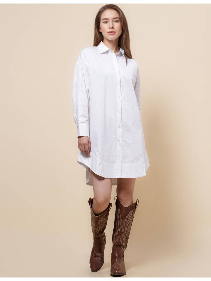 Sweetkama - Wholesale Dress – Women's - Ladies Turndown Collar Botton Down Mini Shirt Dress SKD480611