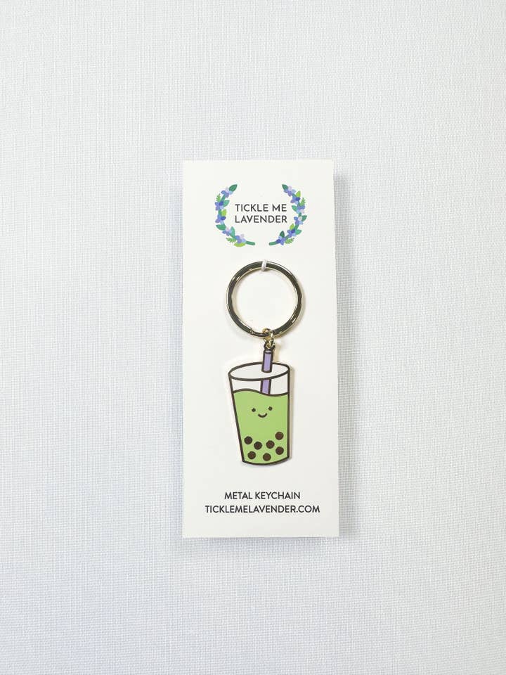 Matcha Boba Gold Schlüsselanhänger für den Großhandel von Tickle Me Lavender