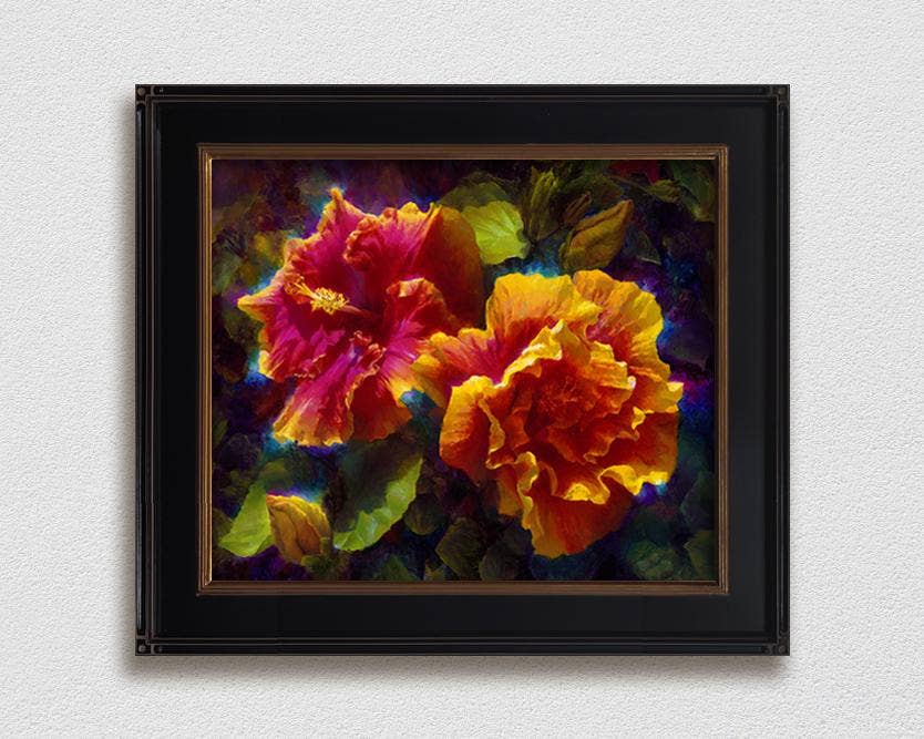 Whitworth Gallery - Wholesale Painting/Drawing - Sunlit Duet - Signed Artist Canvas - Hawaiian Hibiscus Painting5