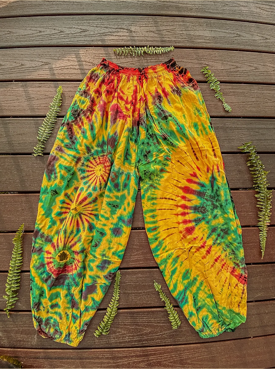 Gardenbelle Shop - Wholesale Pants - Women's - Flowy Hippie Tie Dye Pants Earthy + Colorful Baggy Yoga Pant0