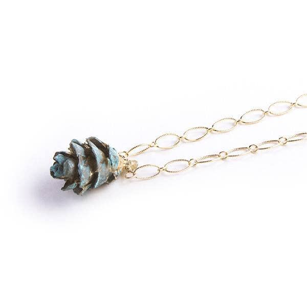 Blue Pinecone Necklace for wholesale by Nancy Nelson Jewelry