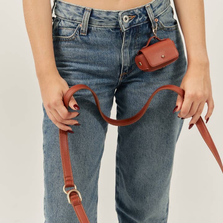 CAFIDE - Wholesale Pet Poop Bag Dispenser - Vegan Leather Brown Bag Holder, Jala1