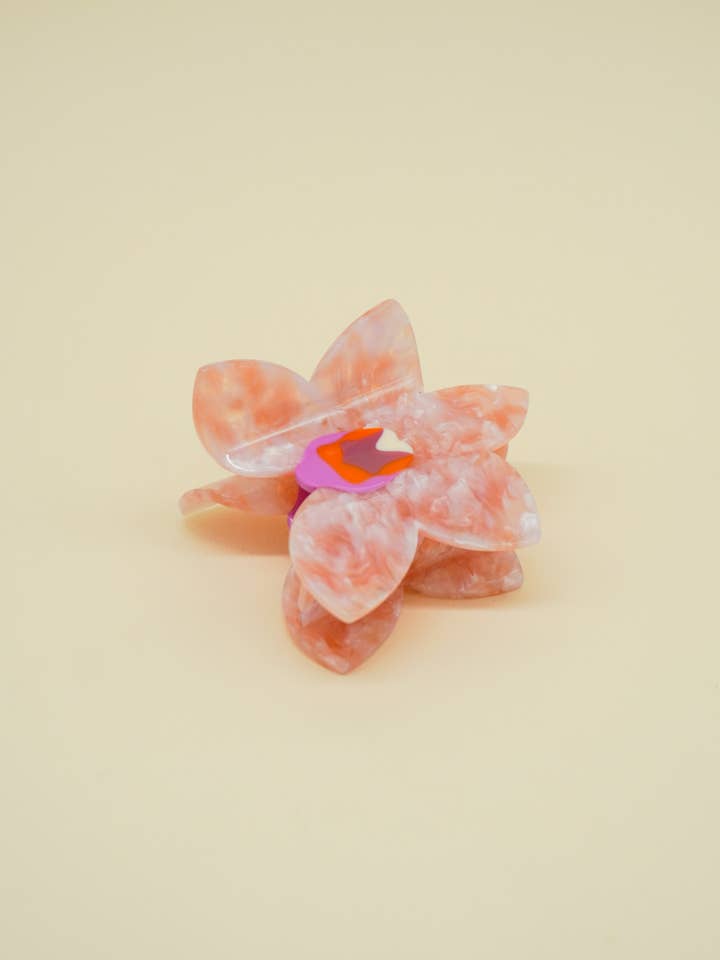 Orchid Hair-Claw in light pink for wholesale by Paulina Otero