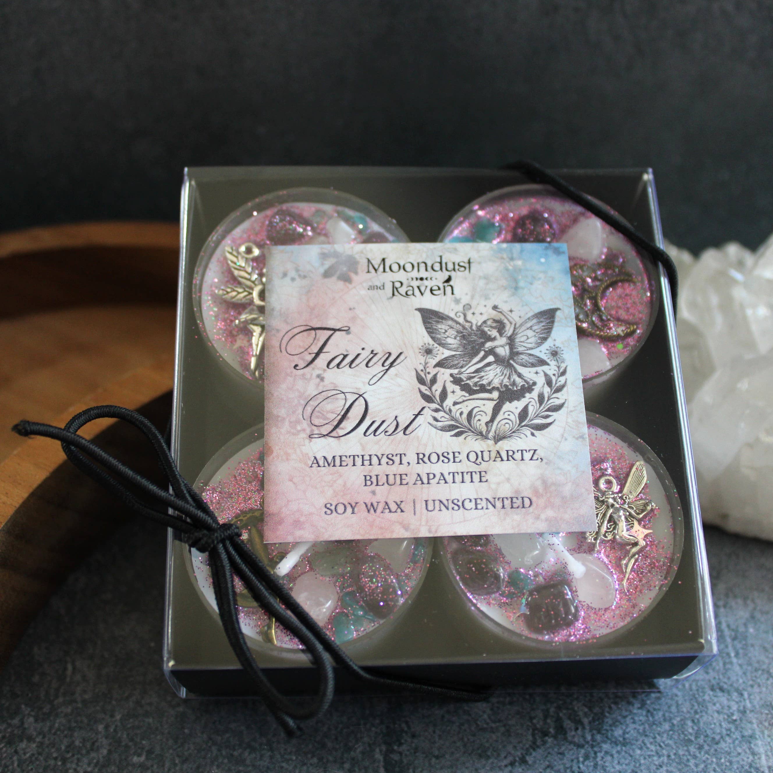 Moondust and Raven - Wholesale Tea Light Candles - Fairy Dust Tealight Crystal Candles, Ritual Candles3
