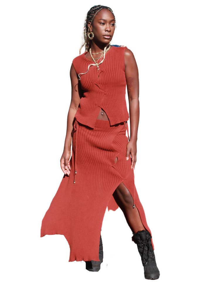 Cinnamon Ribbed Set for wholesale by Samudāy Studios