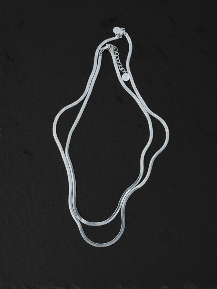 Slinky Silver Herringbone Chain Necklace for wholesale by Dea Dia