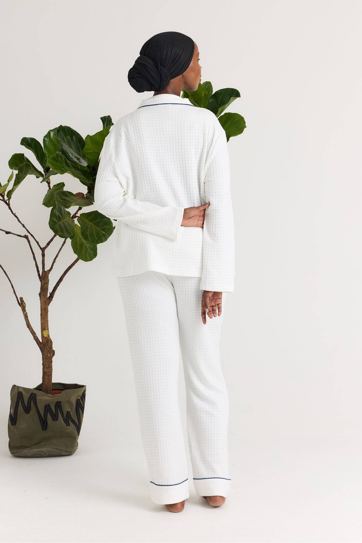 Luxury Suite Waffle PJ Set in White for wholesale on Faire2
