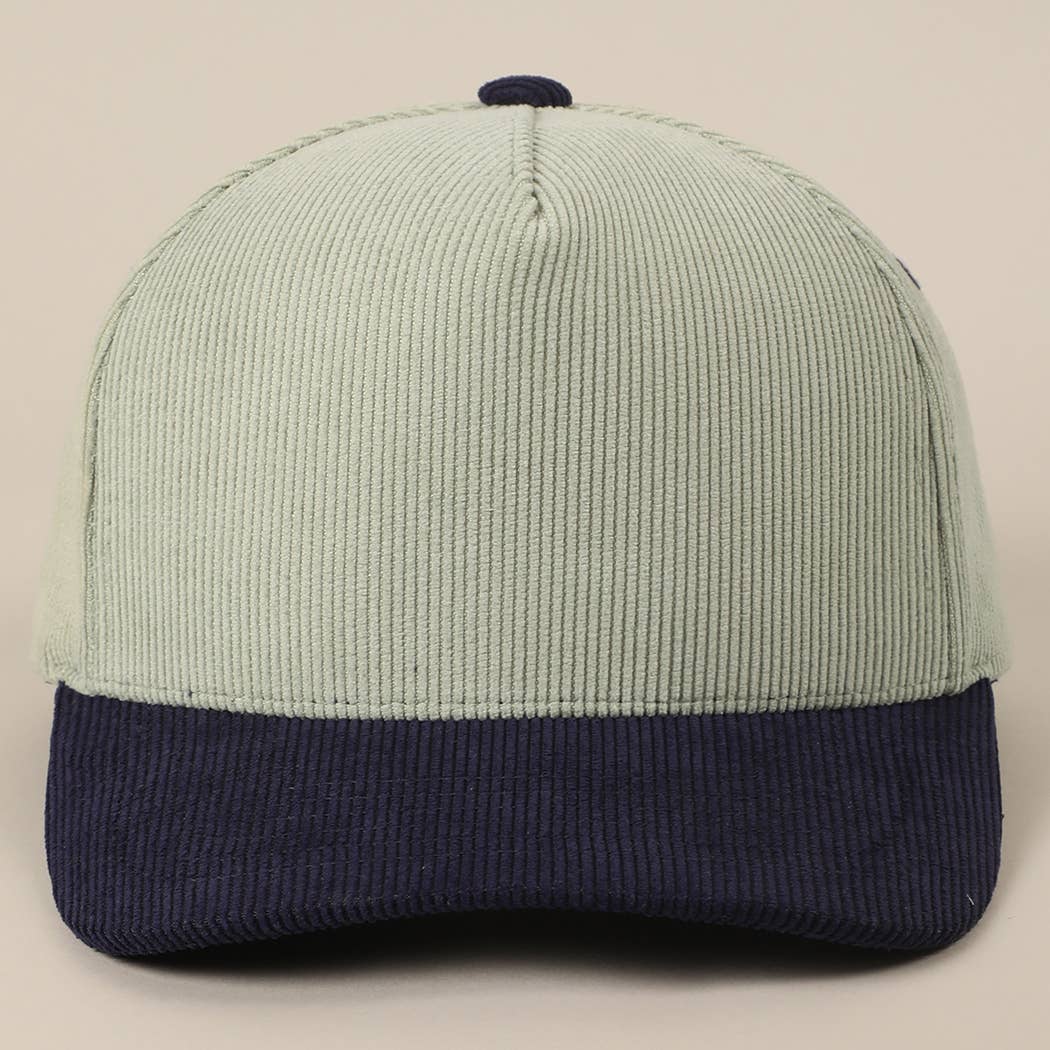 Fashion City - Wholesale Baseball Cap - Unisex - Plain Two Tone Corduroy 5 Panel Trucker Hat32