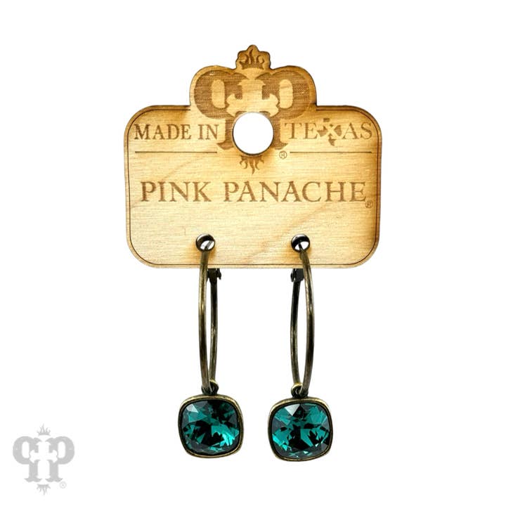 Pink Panache Brands - Wholesale Dangle Earrings - Square Austrian crystal hoop earring, 12mm25