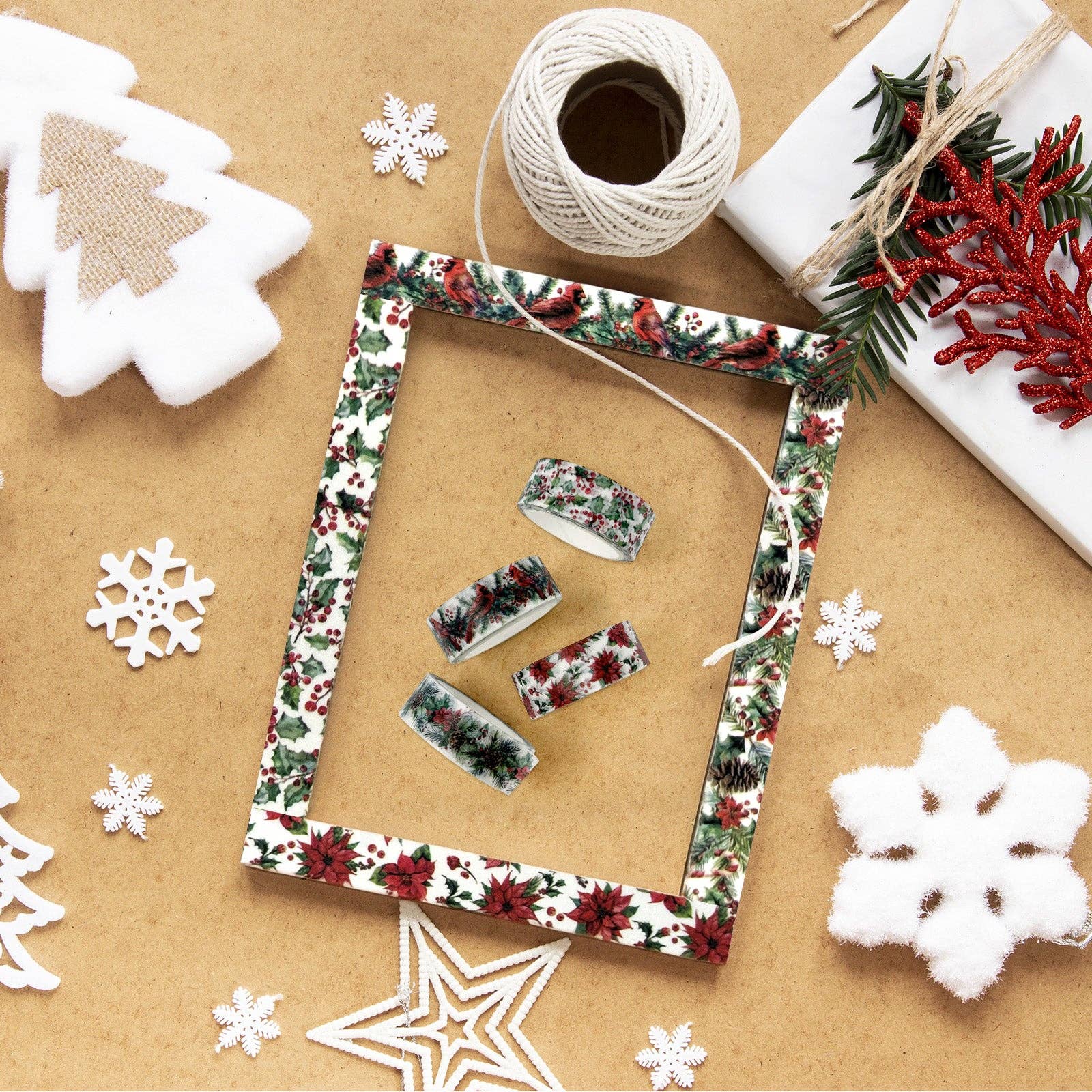 Wrapables.com - Vente Rubans adhésifs Washi - Ruban adhésif Wrapables, 12 pièces, à motif de feuillage festif et de Noël2