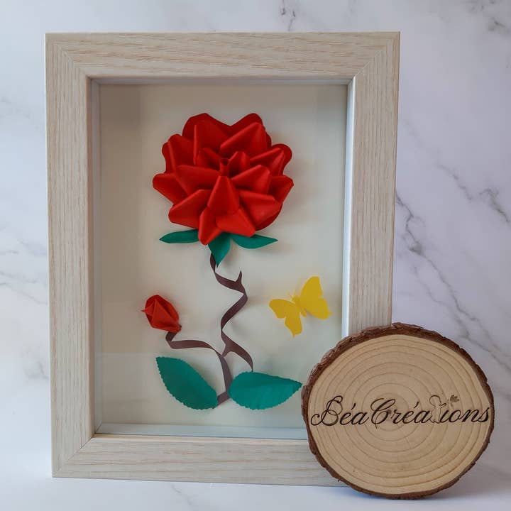 Cadre décoratif mural Rose en 3D pour la vente par BeaCreations