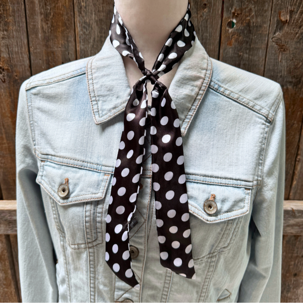 Rodeo Drive - Wholesale Scarf - Unisex - Black and White Western Skinny Mini Wild Rag Scarf / Cowgirl Necktie #TW3312